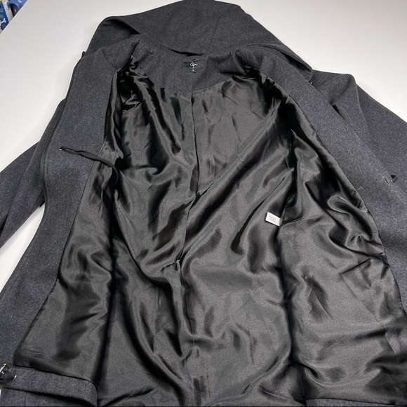 Aqua Jacket Pea Coat Long Winter Wool Blend Front Zip Hoodie Lined Warm Autumn - Picture 7 of 15